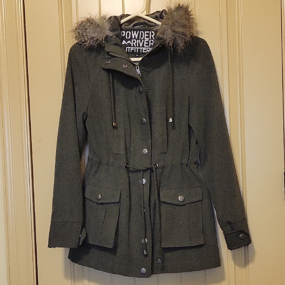 Powder River Outfitters Women's Black Utility Jacket with Fur Hood
